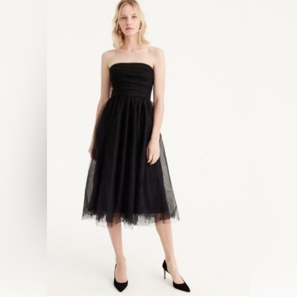 J. Crew Dresses & Skirts - J Crew Black Tulle Strapless Dress Size 0